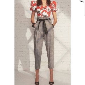 Marissa Webb Anders High Waist Plaid Crop Trouser